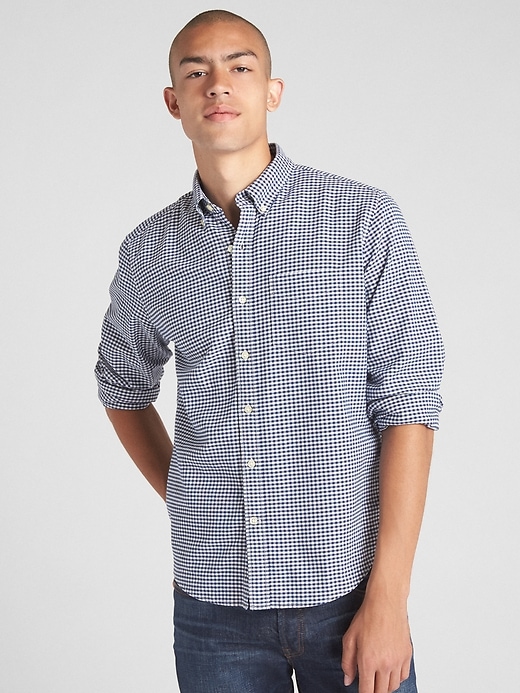 Image number 5 showing, Lived-In Stretch Oxford Shirt in Untucked Fit