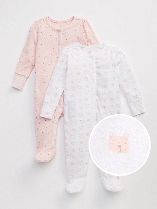 Image number 1 showing, Baby First Favorite Bear Footed One-Piece (2-Pack)