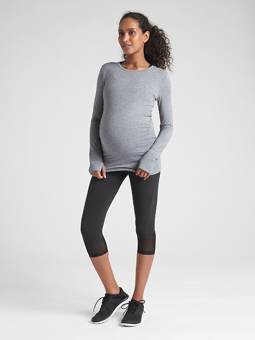 Image number 3 showing, Maternity GapFit Full Panel Sprint Tech Capris with Mesh Detail