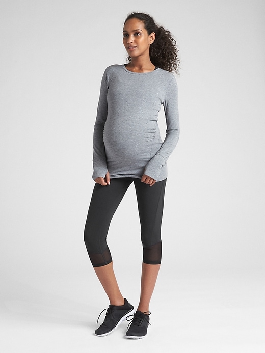 Maternity GapFit Full Panel Sprint Tech Capris with Mesh Detail Gap