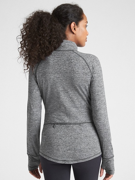 2 of 8 showing, with the color heather grey of product Maternity GapFit Half-Zip Pullover Sweatshirt