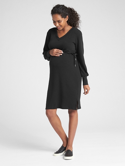 Image number 3 showing, Maternity Balloon Sleeve Sweatshirt Dress in French Terry