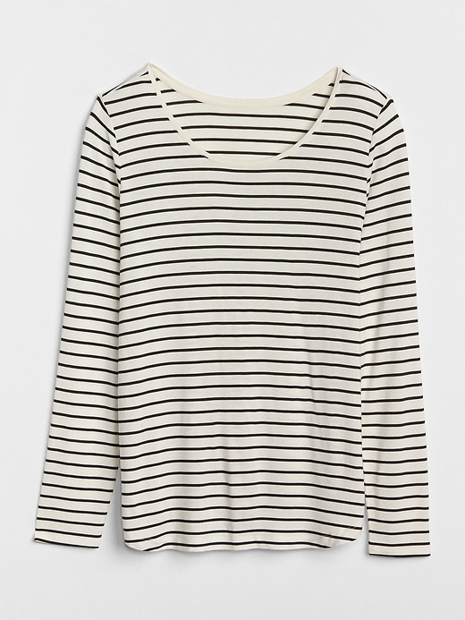 Image number 6 showing, Long Sleeve Stripe T-Shirt in Luxe Jersey