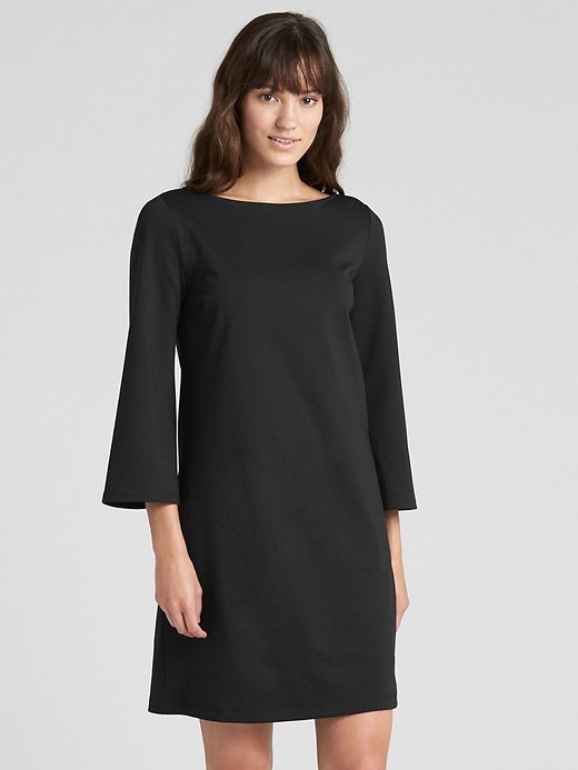 Image number 1 showing, Three-Quarter Sleeve Shift Dress in Ponte