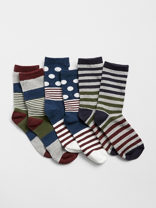 View large product image 1 of 1. Dot Stripe Crew Socks (3-Pack)
