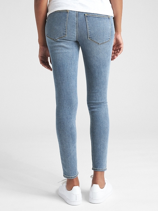 2 of 8 showing, with the color medium wash of product Maternity Soft Wear Demi Panel True Skinny Jeans