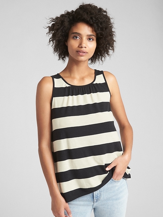 Celin Black Beige Stripe Tank Top