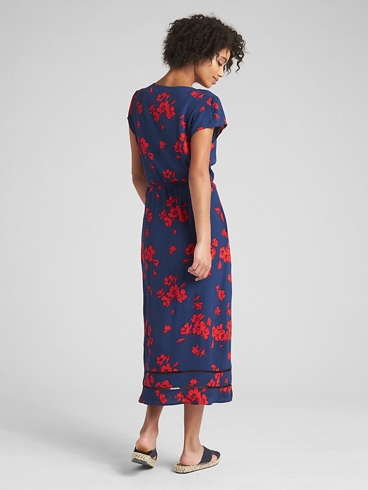 Image number 2 showing, Floral Print Midi Wrap Dress