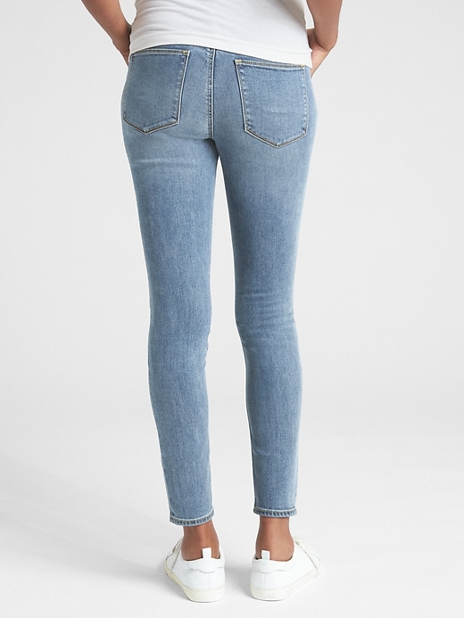 2 of 8 showing, with the color medium wash of product Maternity Soft Wear Full Panel True Skinny Jeans