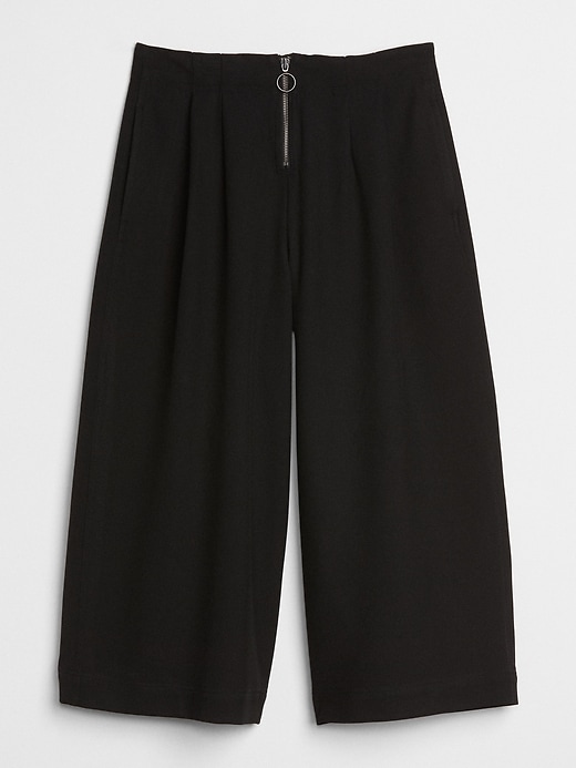 Image number 6 showing, High Rise Wide-Leg Crop Pants with O-Ring Zip