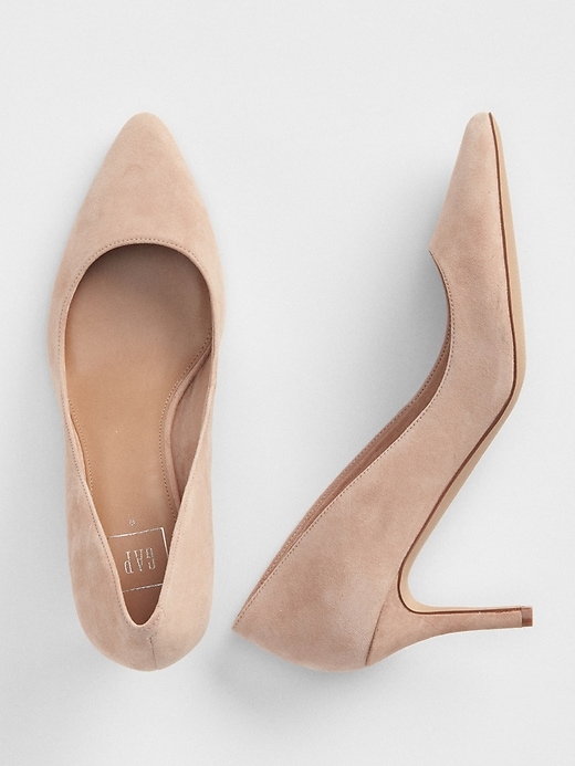 View large product image 2 of 2. Nude Suede Pumps