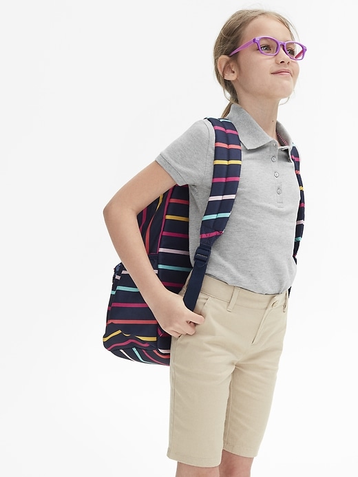 2 of 8 showing, with the color grey heather of product Kids Uniform Short Sleeve Polo Shirt