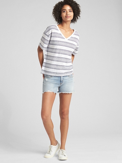 Short Sleeve Stripe V-Neck T-Shirt | Gap