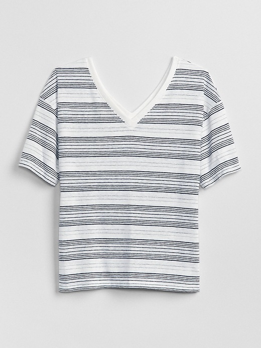 Image number 6 showing, Short Sleeve Stripe V-Neck T-Shirt