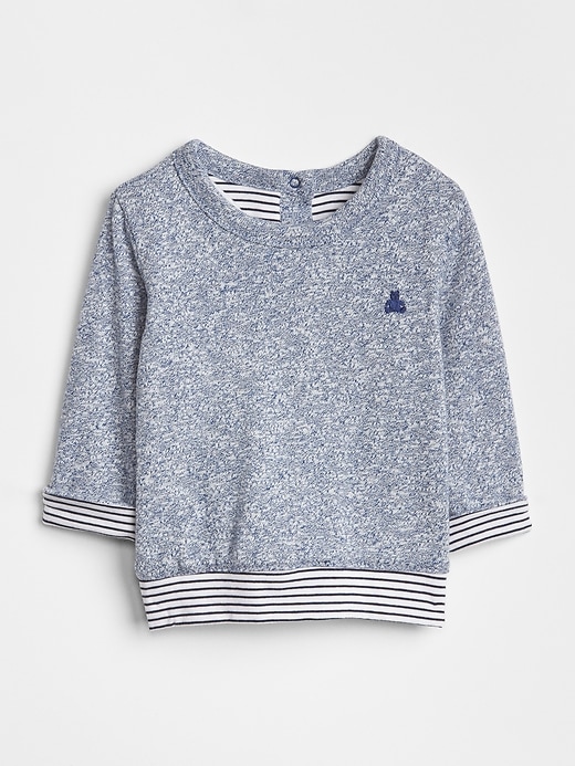 2 of 8 showing, with the color blue track of product Baby Favorite Reversible Pullover Sweater