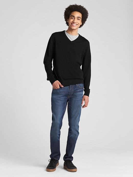 Image number 3 showing, V-Neck Pullover Sweater in Merino Wool
