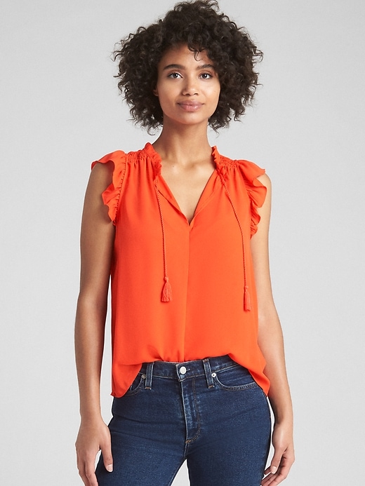 Image number 7 showing, Short Sleeve Ruffle Smock Top