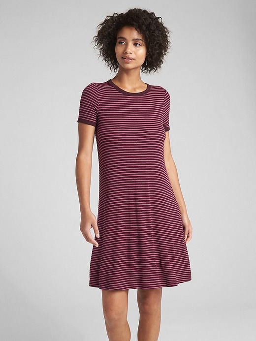 View large product image 1 of 1. Short Sleeve Ribbed T-Shirt Dress