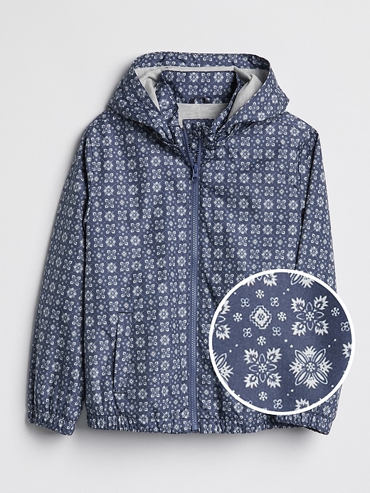 1 of 8 showing, with the color QUIET BLUE of product Print Jersey-Lined Windbuster