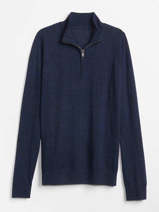 Image number 6 showing, Half-Zip Mockneck Pullover Sweater in Merino Wool