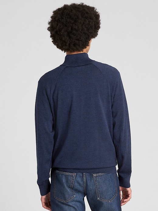 Image number 2 showing, Half-Zip Mockneck Pullover Sweater in Merino Wool