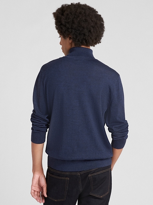 2 of 8 showing, with the color tapestry navy heather of product Turtleneck Pullover Sweater in Pure Merino Wool