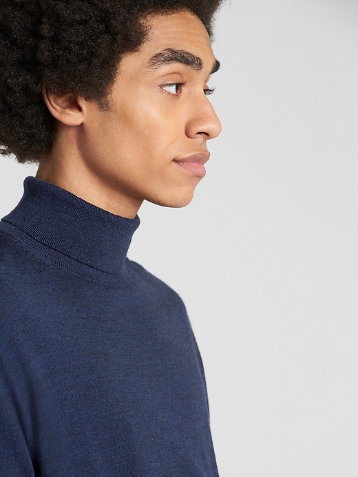 Image number 5 showing, Turtleneck Pullover Sweater in Pure Merino Wool