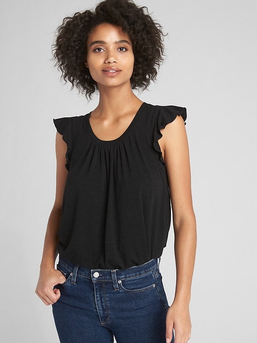 View large product image 1 of 1. Short Flutter Sleeve Top