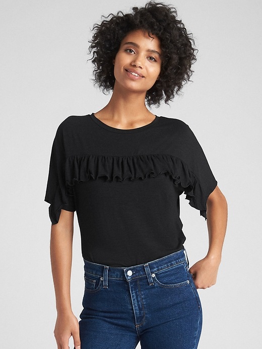 Image number 7 showing, Dolman Sleeve Ruffle-Trim Top