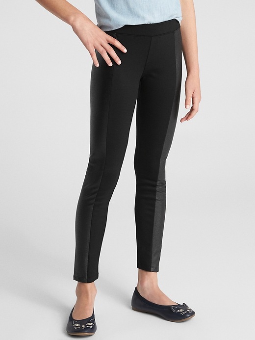 Image number 2 showing, Faux-Leather Panel Ponte Pants
