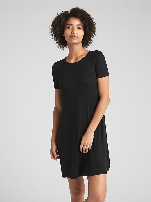 View large product image 1 of 1. Short Sleeve Ribbed T-Shirt Dress