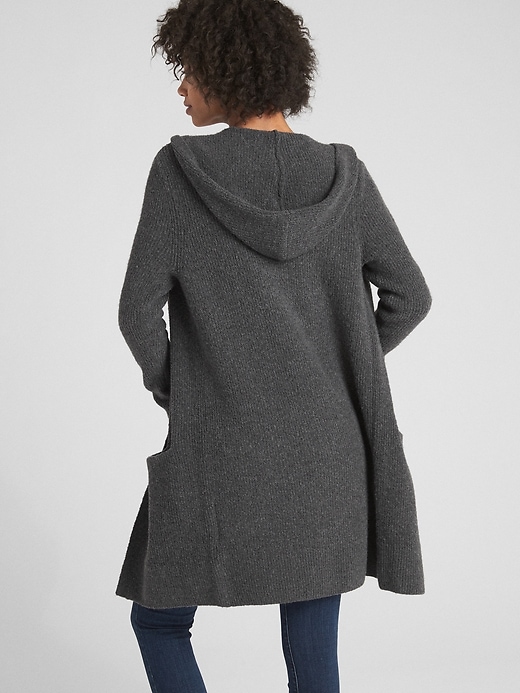 Image number 2 showing, Textured Open-Front Hooded Cardigan Sweater