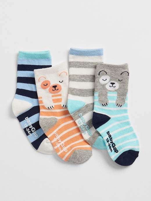 View large product image 1 of 1. Critter Stripe Crew Socks (4-Pack)