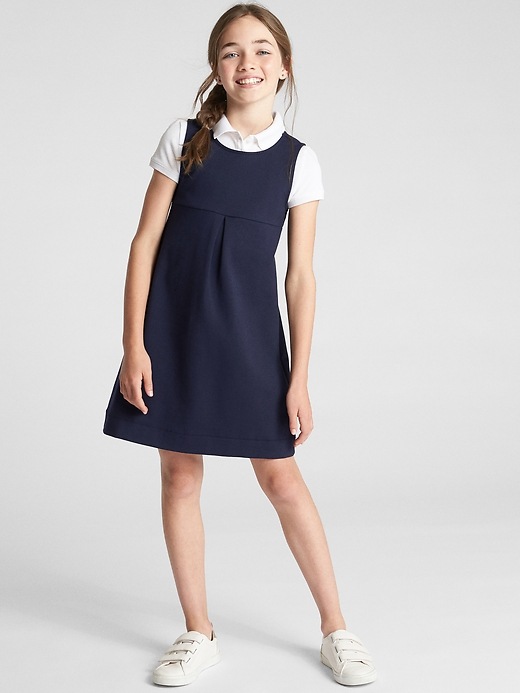 2 of 8 showing, with the color true indigo of product Kids Uniform Knit Jumper