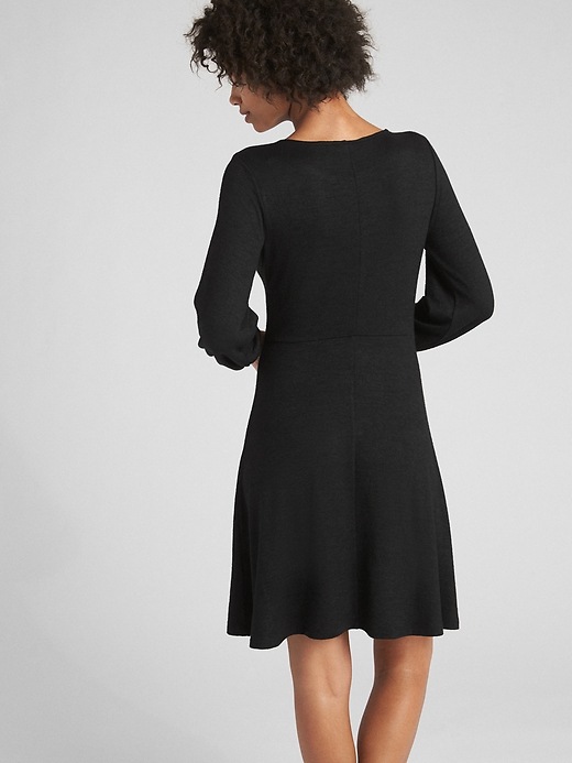 2 of 8 showing, with the color true black of product Softspun Long Sleeve Fit and Flare Dress