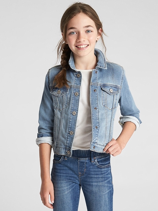 2 of 8 showing, with the color light indigo of product Kids Icon Denim Jacket