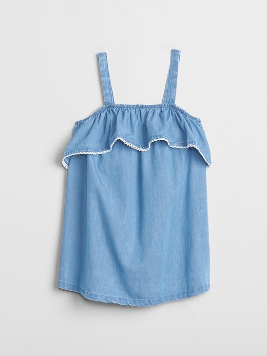 Image number 1 showing, Chambray Ruffle Tank Top