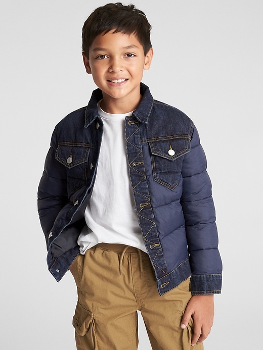 Kids ColdControl Max Down Denim Puffer Jacket | Gap