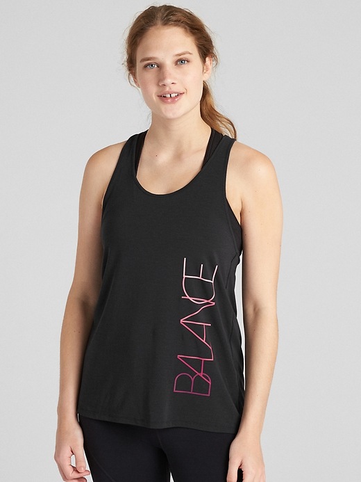 View large product image 1 of 1. GapFit Breathe Graphic Racerback Tank Top