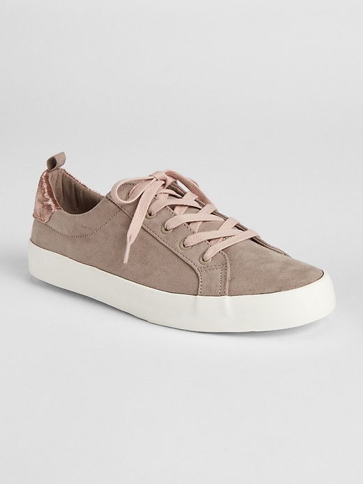1 of 8 showing, with the color cool grey of product Mix-Fabric Lace-Up Sneakers