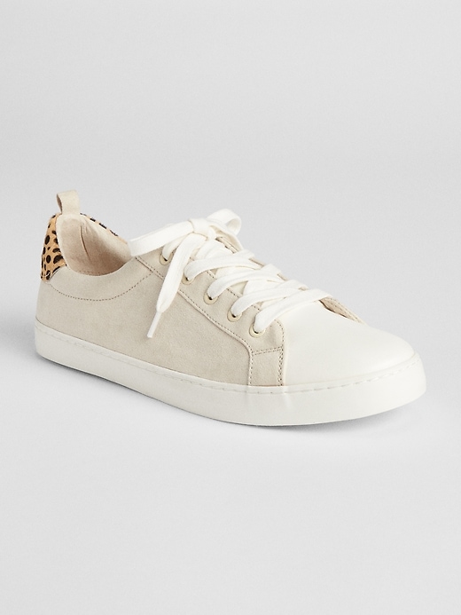 1 of 8 showing, with the color sand of product Mix-Fabric Lace-Up Sneakers