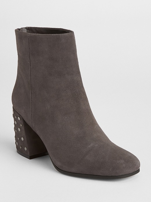 1 of 8 showing, with the color charcoal of product Square-Toe Block Heel Boots