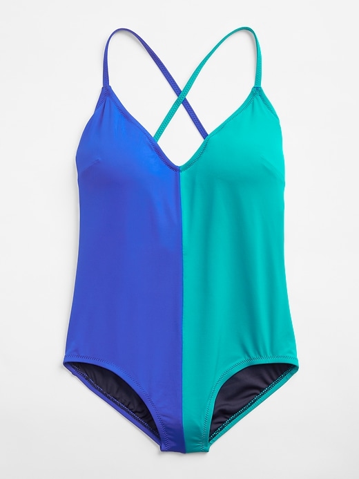 Image number 3 showing, Colorblock Strappy V-Neck One-Piece Suit