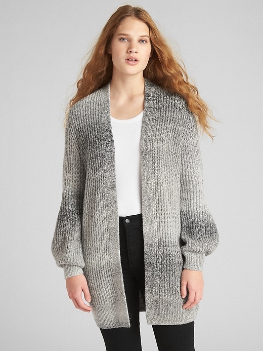 Image number 1 showing, Textured Open-Front Cardigan Sweater