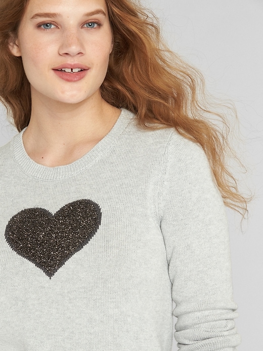 Image number 5 showing, Heart Intarsia Crewneck Pullover Sweater