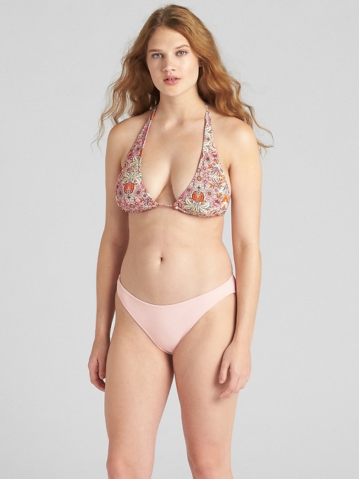 View large product image 1 of 1. Halter Floral Print Bikini Top