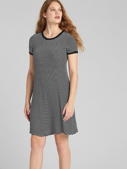 Image number 1 showing, Short Sleeve Ribbed T-Shirt Dress