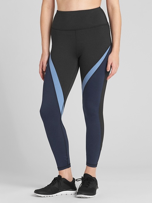 View large product image 1 of 1. GFast High Rise Spliced Stripe 7/8 Leggings in Eclipse