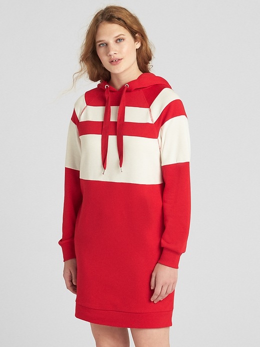 Image number 7 showing, Stripe Raglan Sleeve Hoodie Sweatshirt Dress