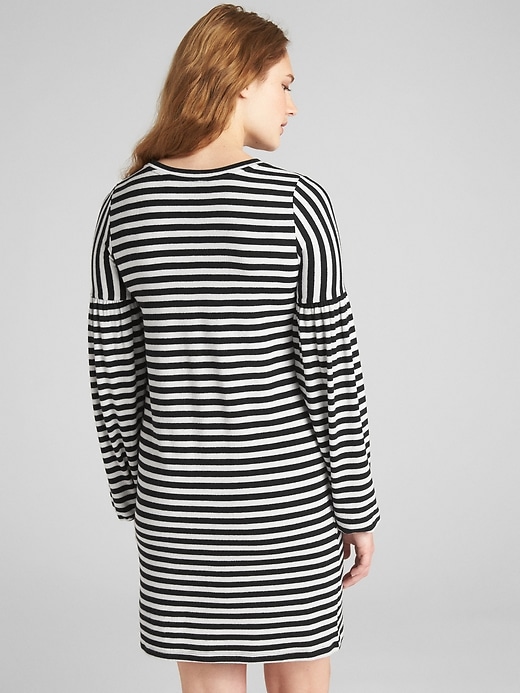 2 of 8 showing, with the color black stripe of product Softspun Balloon Sleeve T-Shirt Dress